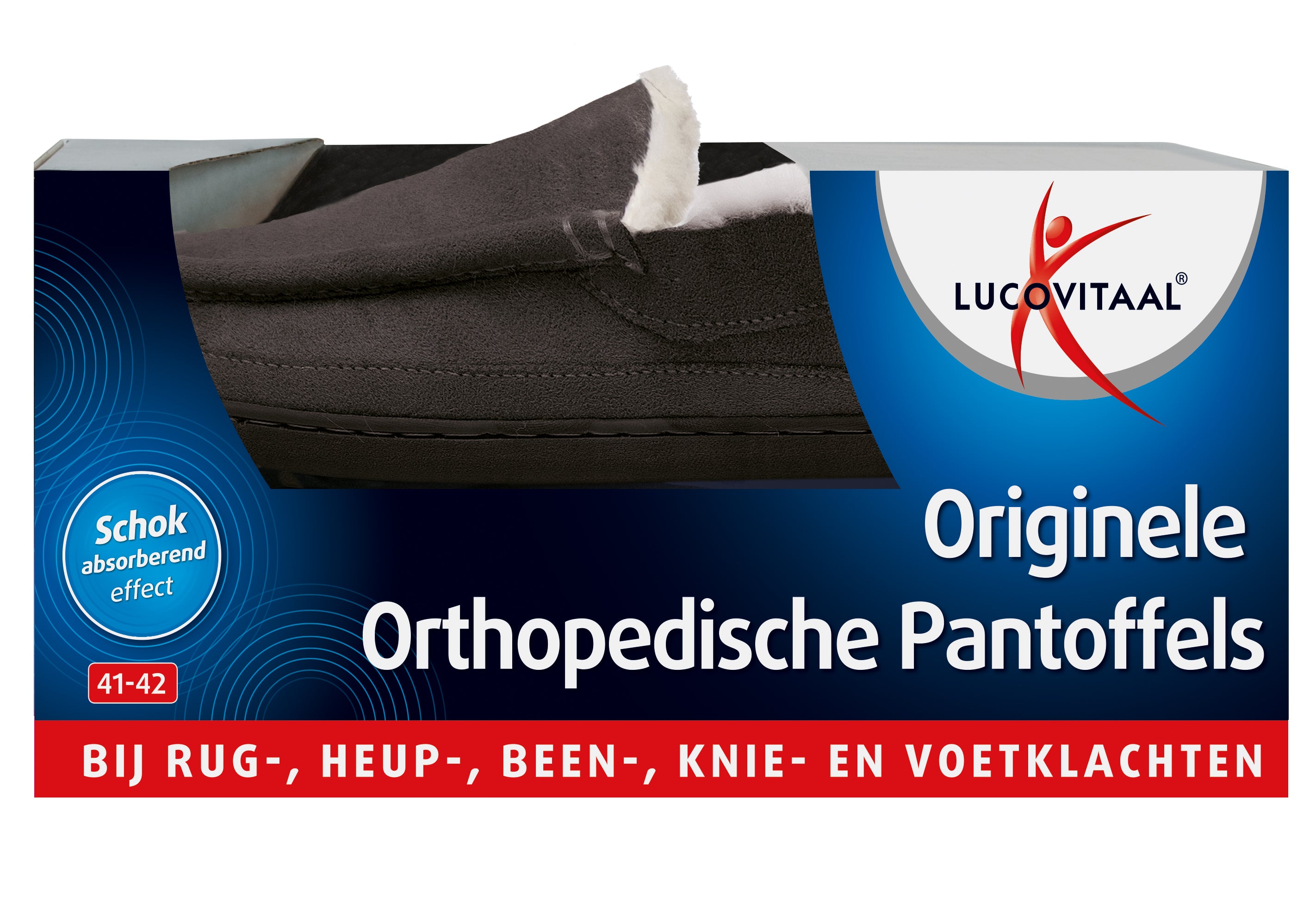 Lucovitaal orthopedische pantoffels in antraciet, maat 41-42, soft slippers with cushioned soles for comfort.