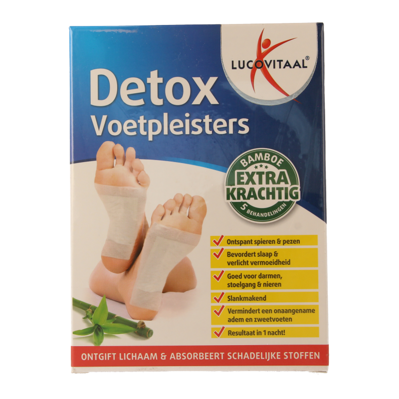 Lucovitaal Detox voetverzorgingspleisters, 10 stuks, shown in a close-up image on white background.