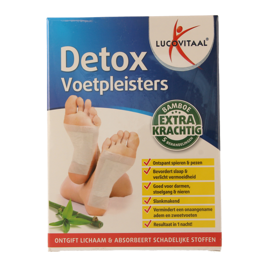 Lucovitaal Detox voetverzorgingspleisters, 10 stuks, shown in a close-up image on white background.