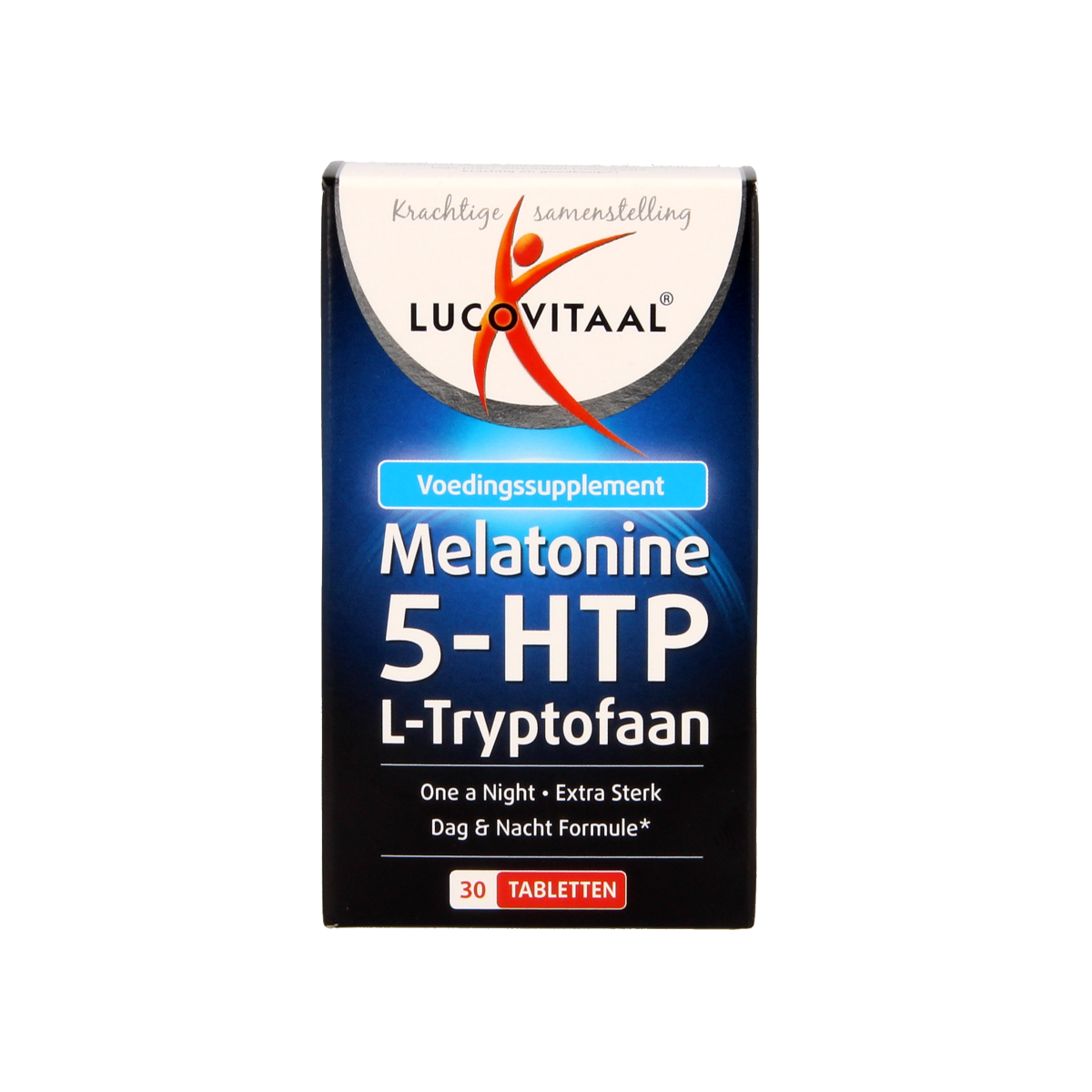 Lucovitaal Melatonine L-Tryptofaan herbal supplement tablets, 30 count, natural sleep aid and relaxation support.
