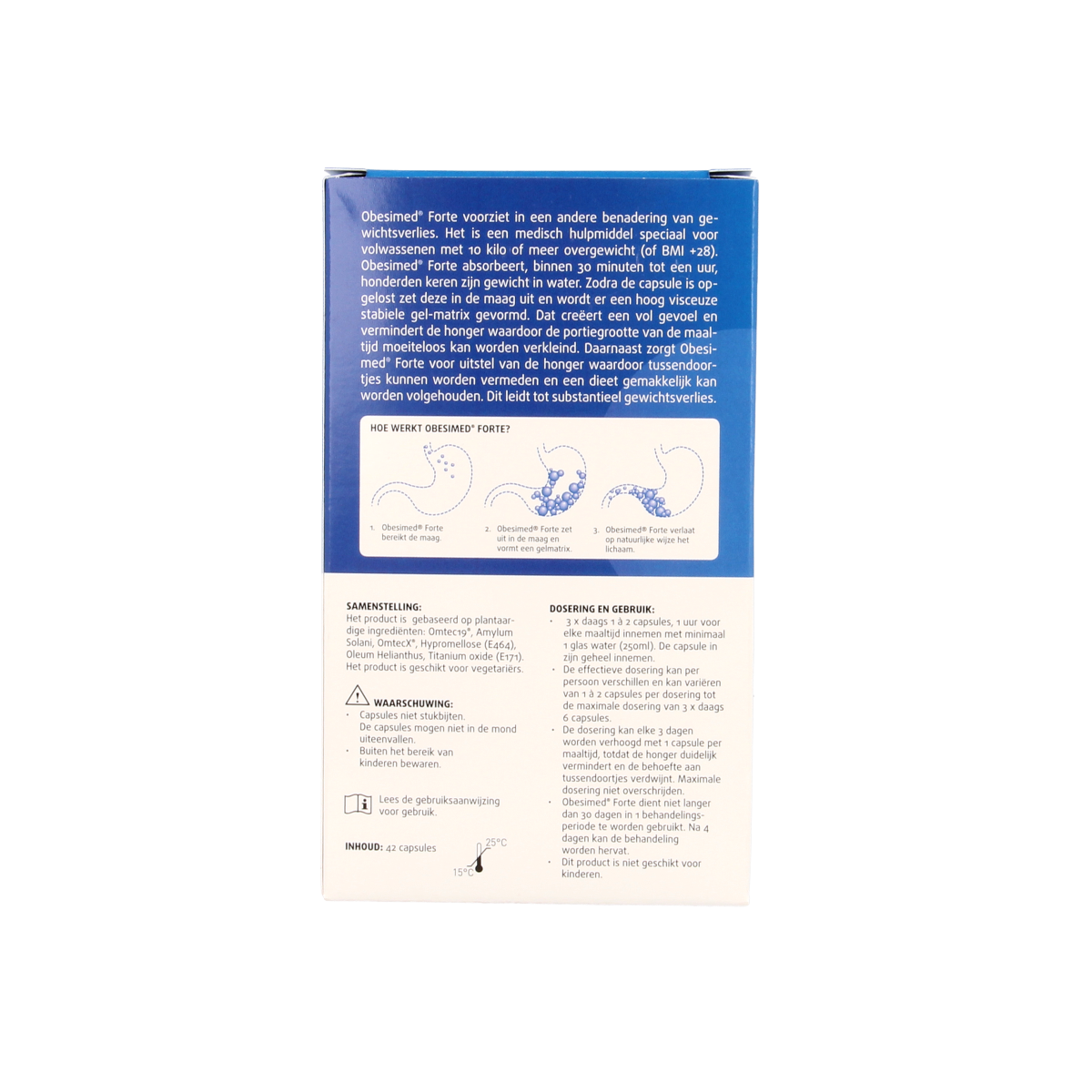 Lucovitaal Obesimed Forte herbal supplement capsules in a bottle, natural medicinal product for health support.