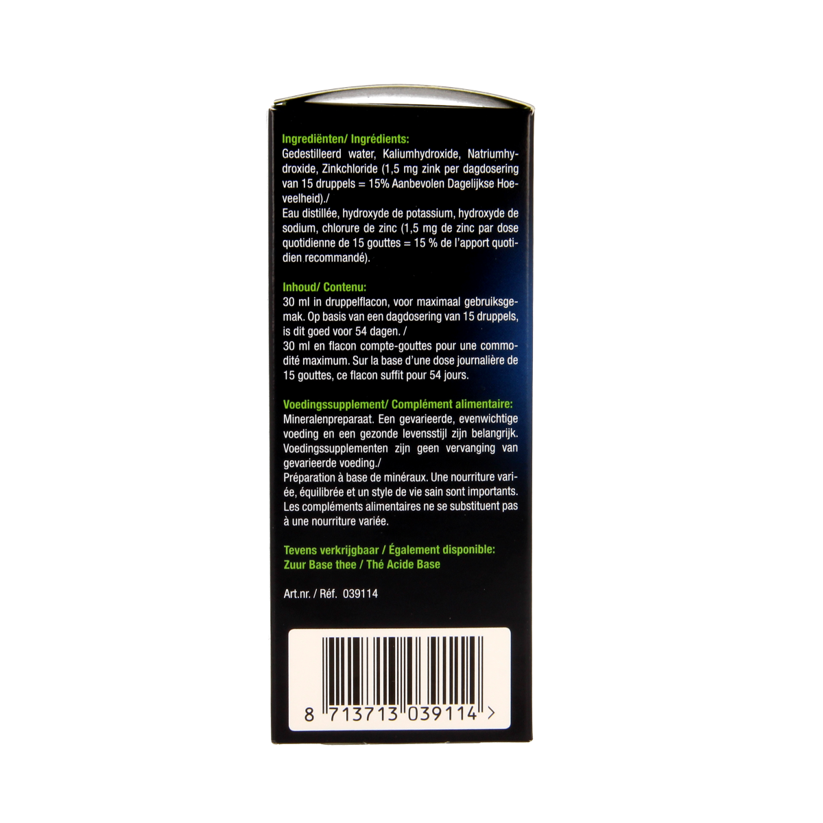 Lucovitaal Zuurbase mineralen multi druppels in 30ml bottle, dietary supplement with essential minerals and nutrients.