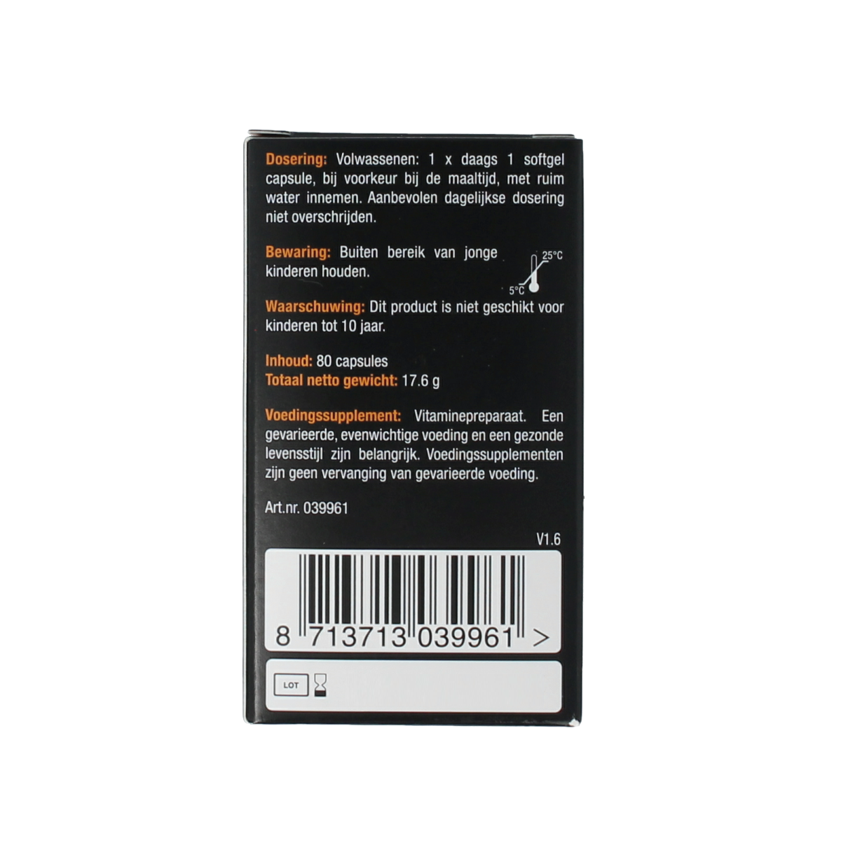 Bottle of Lucovitaal Vitamine D3 75mcg capsules, dietary supplement in a clear container with a white label.