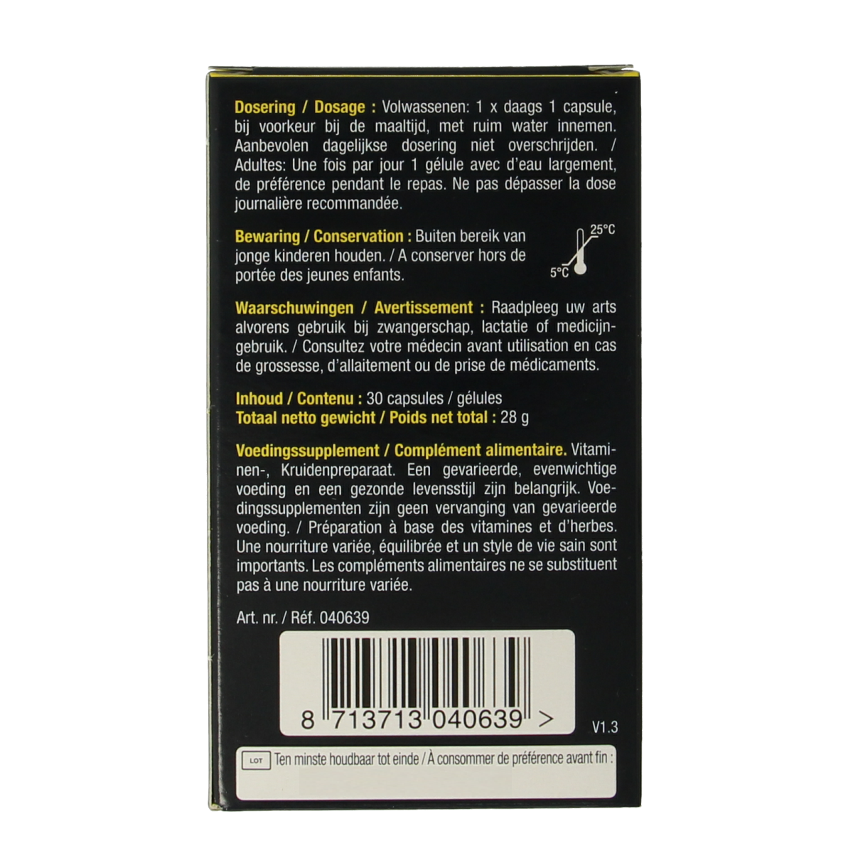 Lucovitaal Super Kurkuma capsules in a bottle, herbal supplement for joint and immune health, 30 capsules.