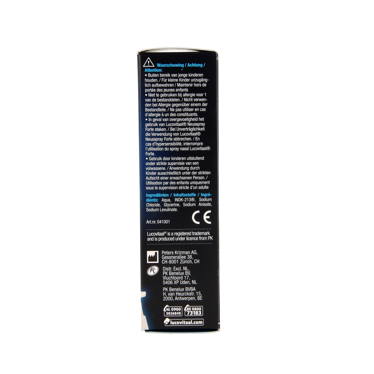 Lucovitaal Neus & bijholte spray 10ml, nasal care and inhalation product, bottle with spray nozzle and label visible