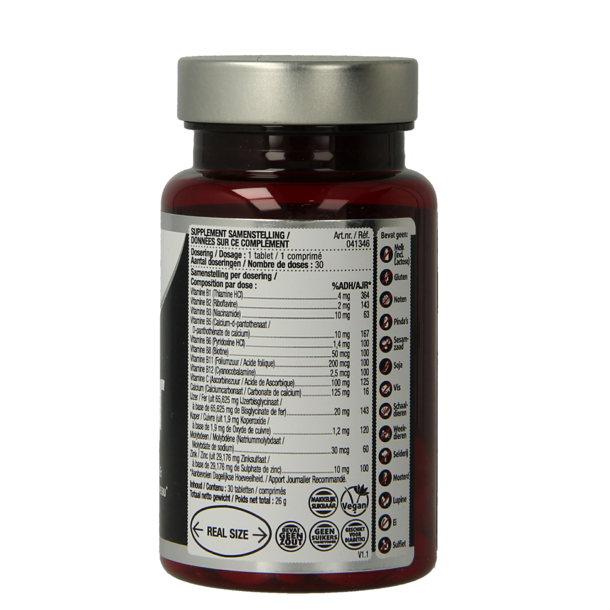 Lucovitaal Sterk IJzer Complex multivitamine tabletten, 30 stuk, dietary supplement with iron and vitamins.
