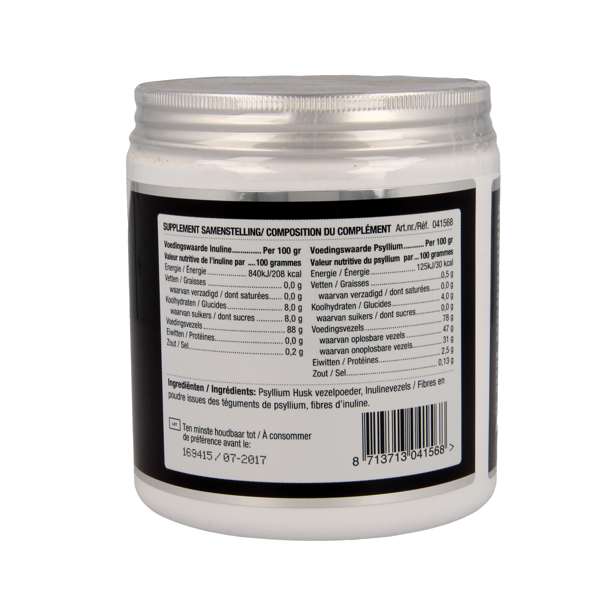 Lucovitaal Colon phyta vezelpoeder in 300g container, dietary fiber and enzyme supplement with natural plant fibers.