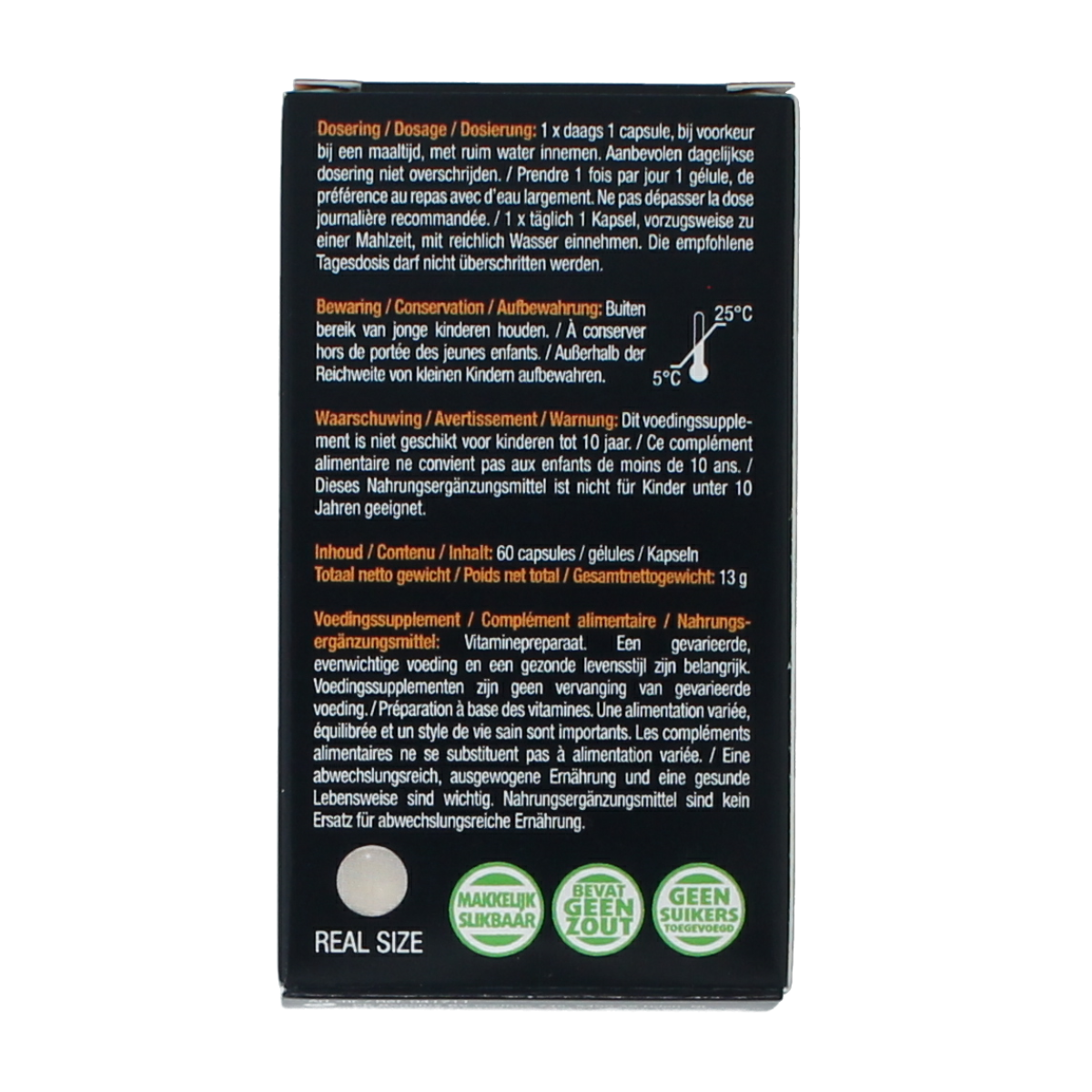 Bottle of Lucovitaal Vitamine D3 25mcg capsules, supplement for bone health, shown with 60 capsules in the image.
