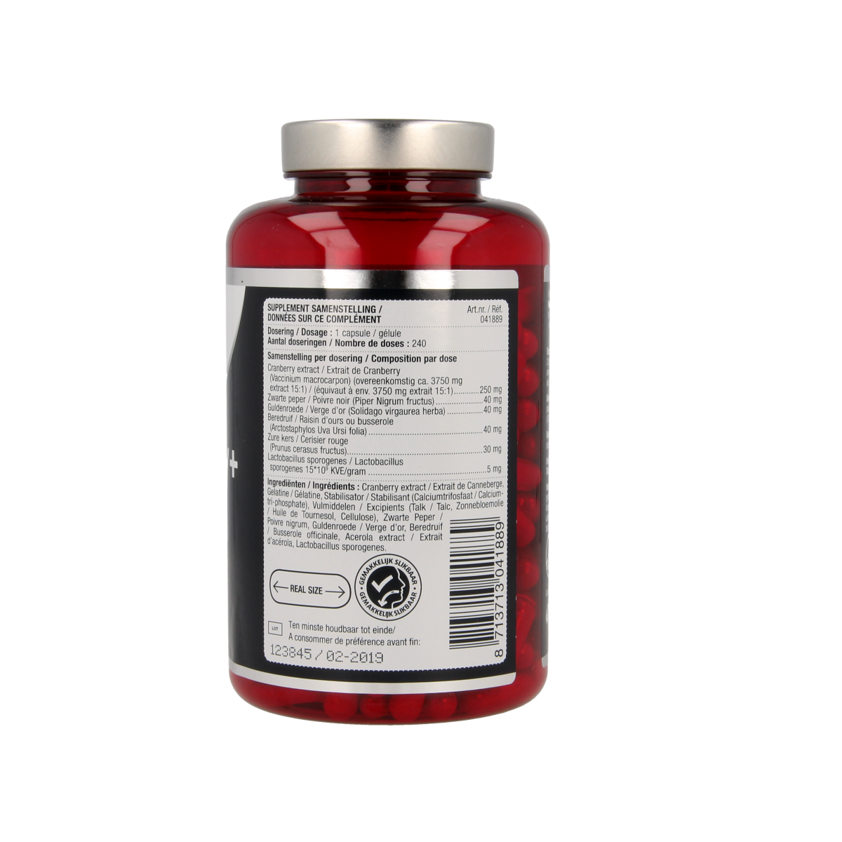 Lucovitaal Cranberry x-tra capsules in a bottle, herbal supplement for urinary health, 240 capsules.