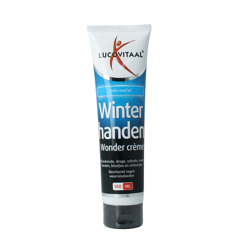 Lucovitaal Winterhanden wondercreme 100ml hand care tube with a practical flip-top cap, designed for nourishing and protecting dry hands.