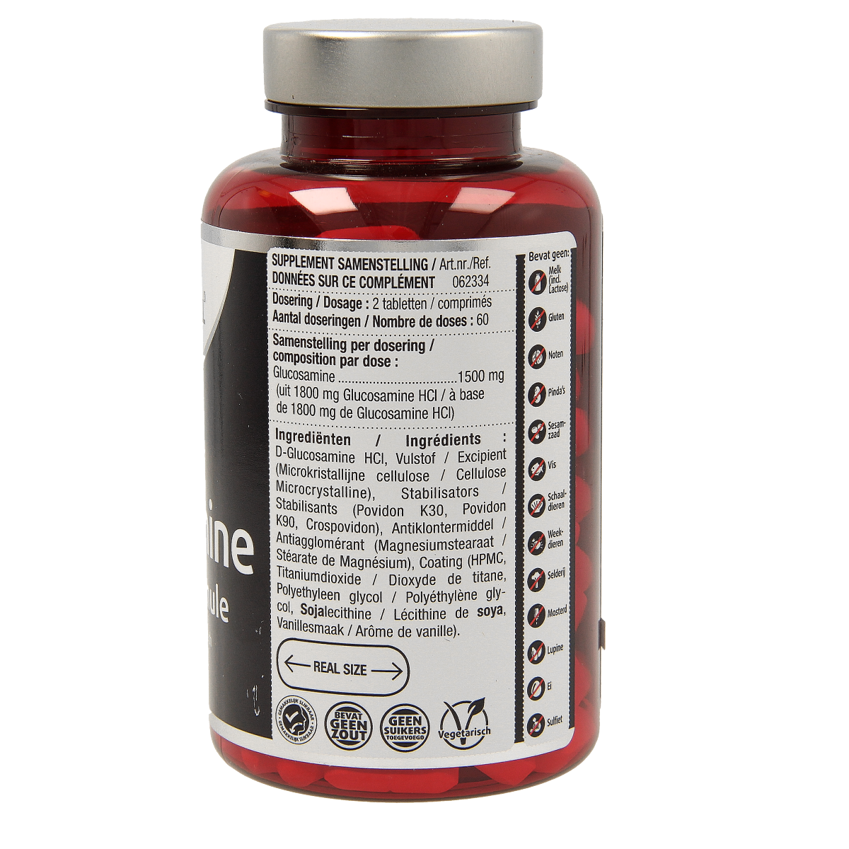 Vegan glucosamine supplement by Lucovitaal, 120 tablets, featuring mineral-enriched tablets for joint health and mobility.
