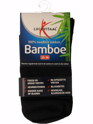 Blue bamboo socks by Lucovitaal in size 35-38, shown as a pair of long socks with a soft fabric appearance.