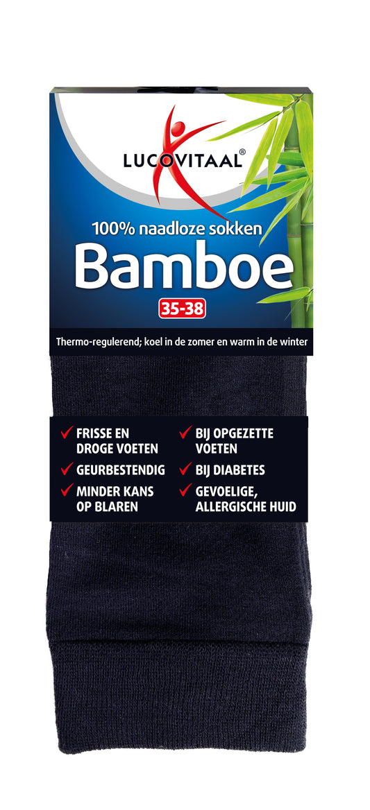 Blue bamboo socks from Lucovitaal, long style, size 35-38, shown in a single pair on a plain background.