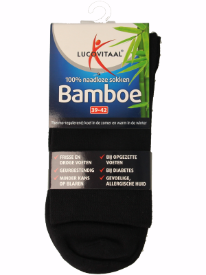 Blue bamboo socks by Lucovitaal, long style, size 39-42, displayed as a single pair.