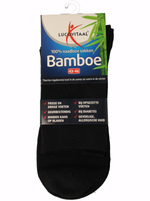 Blue bamboo socks by Lucovitaal, long style, size 43-46, displayed in a pair with soft fabric texture.