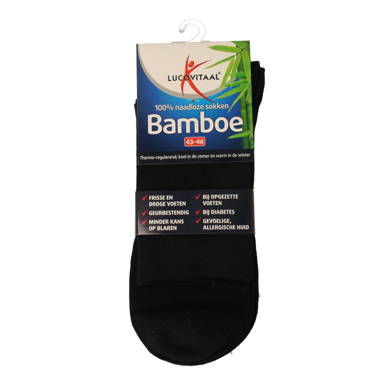 Blue long bamboo socks by Lucovitaal in size 43-46, shown laid flat, highlighting the soft fabric and comfortable fit.