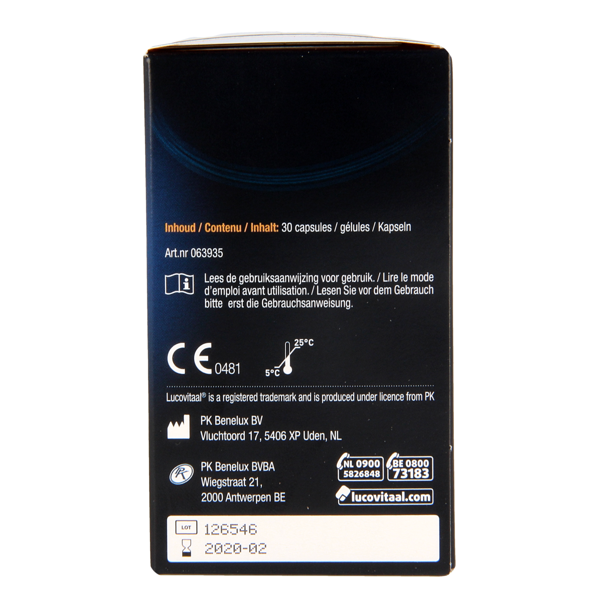 Lucovitaal kruidensupplement voor prikkelbare darm syndroom, 30 capsules, herbal remedy with capsules in blister pack