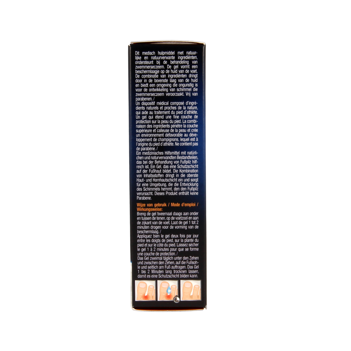Lucovitaal Voetschimmel foot care gel, 30 ml, for treating foot fungus, in a clear tube with a white cap.