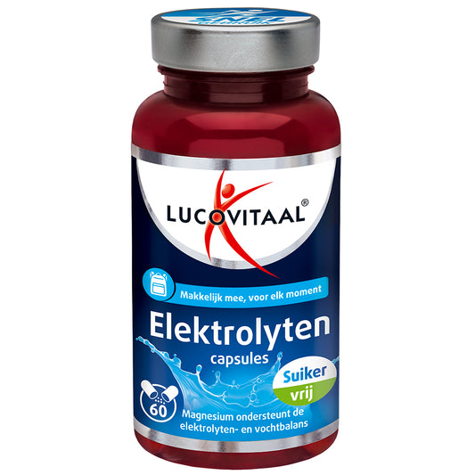 Lucovitaal Elektrolyten capsules, mineral supplement, 60-count bottle, natural mineral blend for hydration and electrolyte balance.