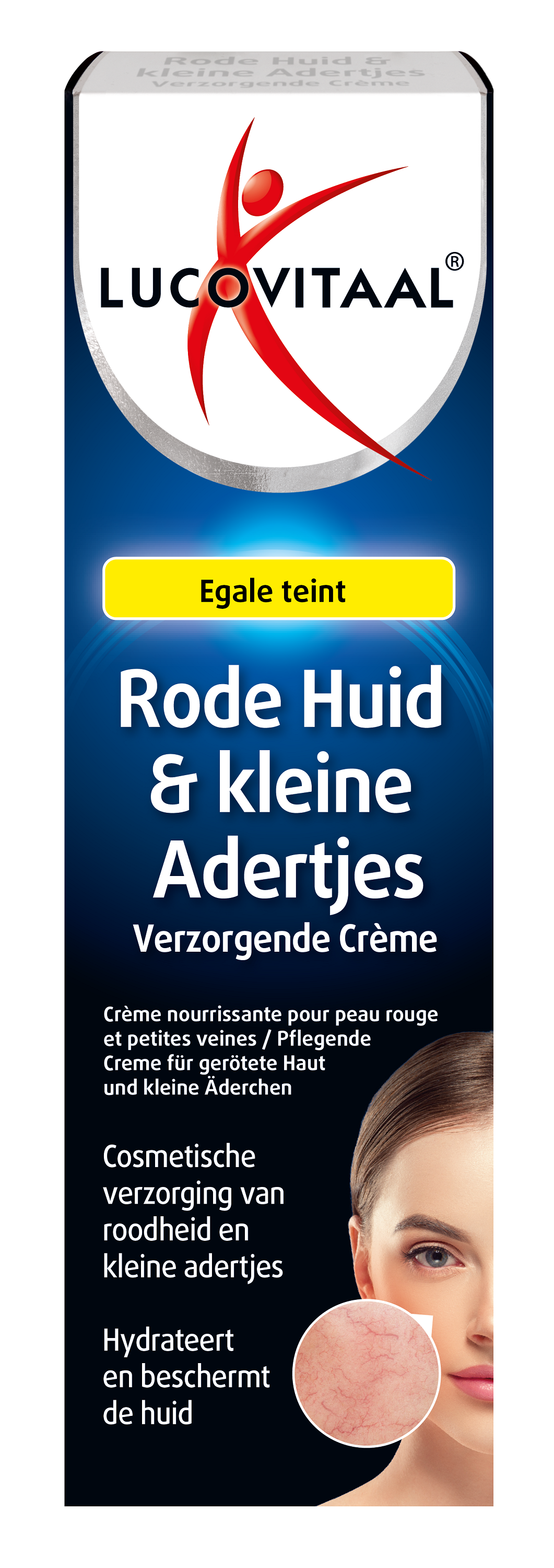 Lucovitaal rode huid en kleine adertjes crème in 30ml tube, lichaamsverzorging for couperose en kwetsbare huid.