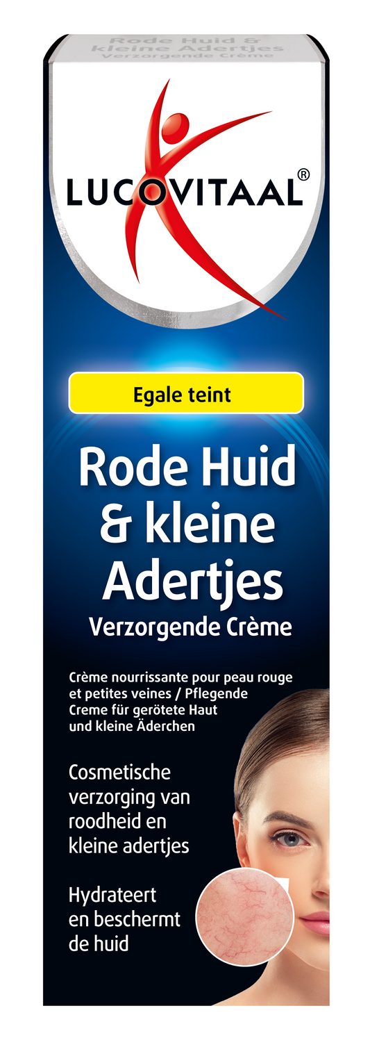 Lucovitaal rode huid en kleine adertjes crème in 30ml tube, lichaamsverzorging for couperose en kwetsbare huid.