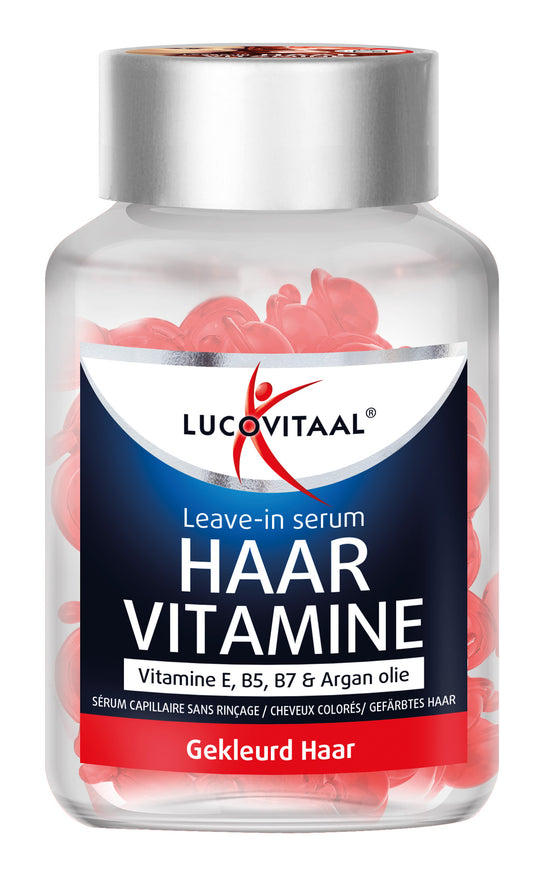 Lucovitaal Haar vitamine capsules for colored hair, 25 capsules, hair care supplement with vitamins for vibrant hair health.