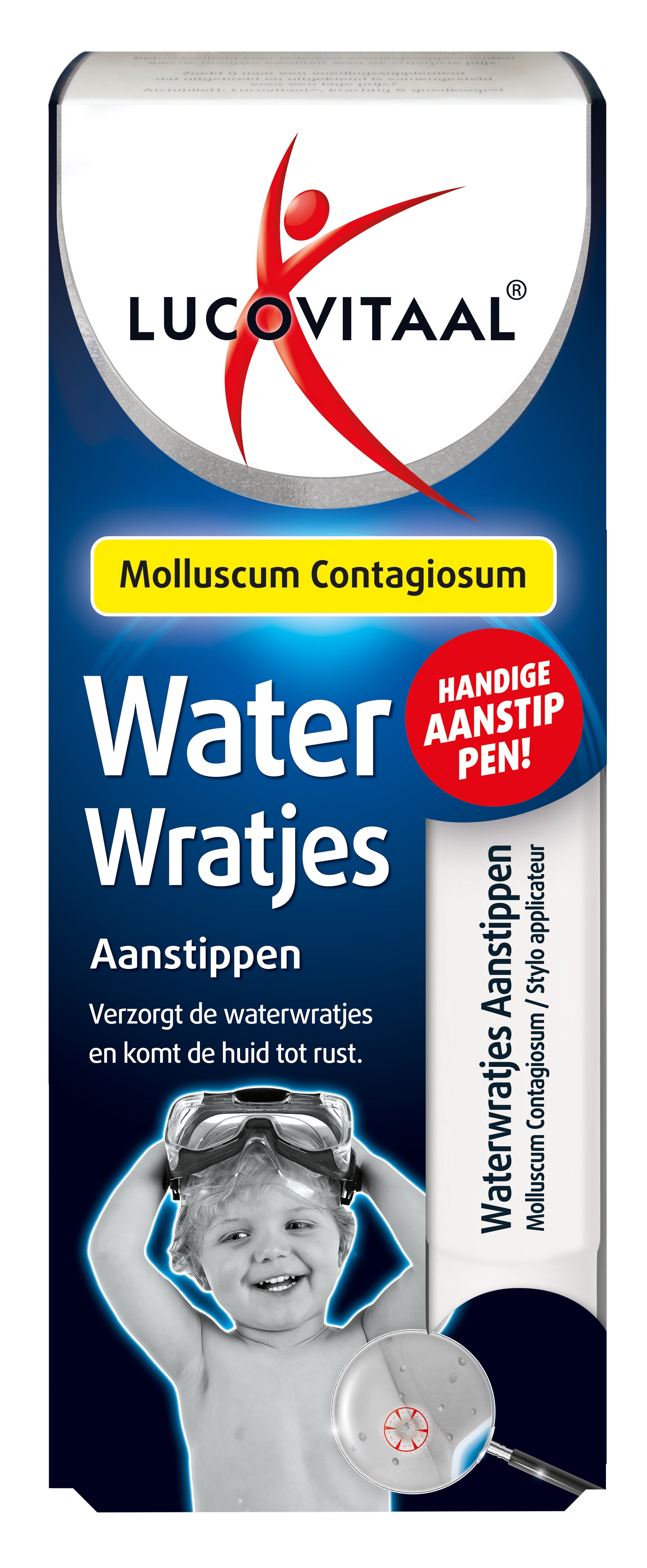 Lucovitaal Waterwratjes body care product in 15ml bottle, designed for skin treatment, with a clear applicator cap.