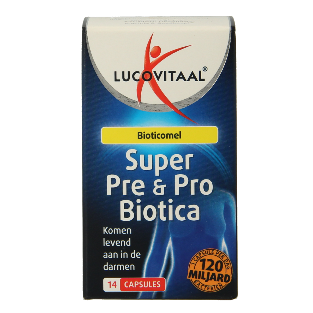 Lucovitaal Super pre & probiotica capsules with micro-organismen, 14.00 capsules, dietary supplement for gut health.