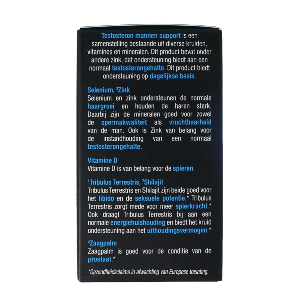 Lucovitaal Testosteron mannen support kruidenpreparaten supplement, 30 tabletten, in a blister pack with tablets visible.