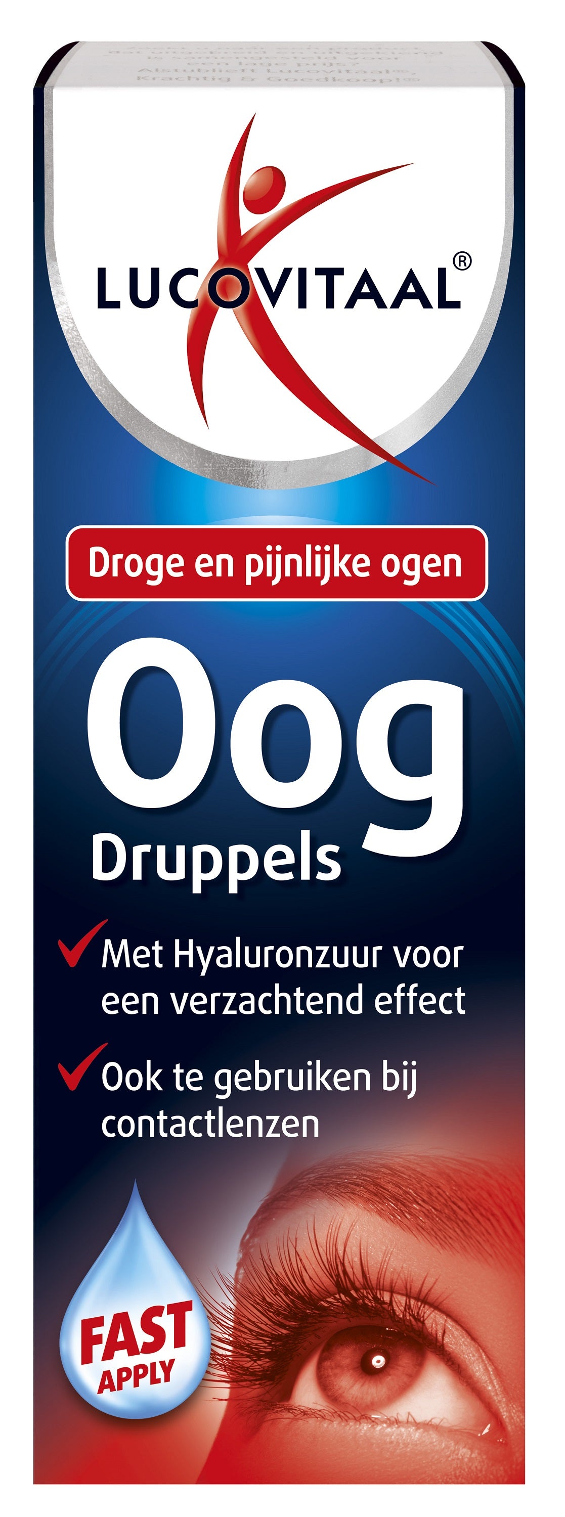 Lucovitaal droge oogdruppels in een 10 ml verpakking, verzacht pijnlijke en droge ogen, oogverzorgingsproduct.