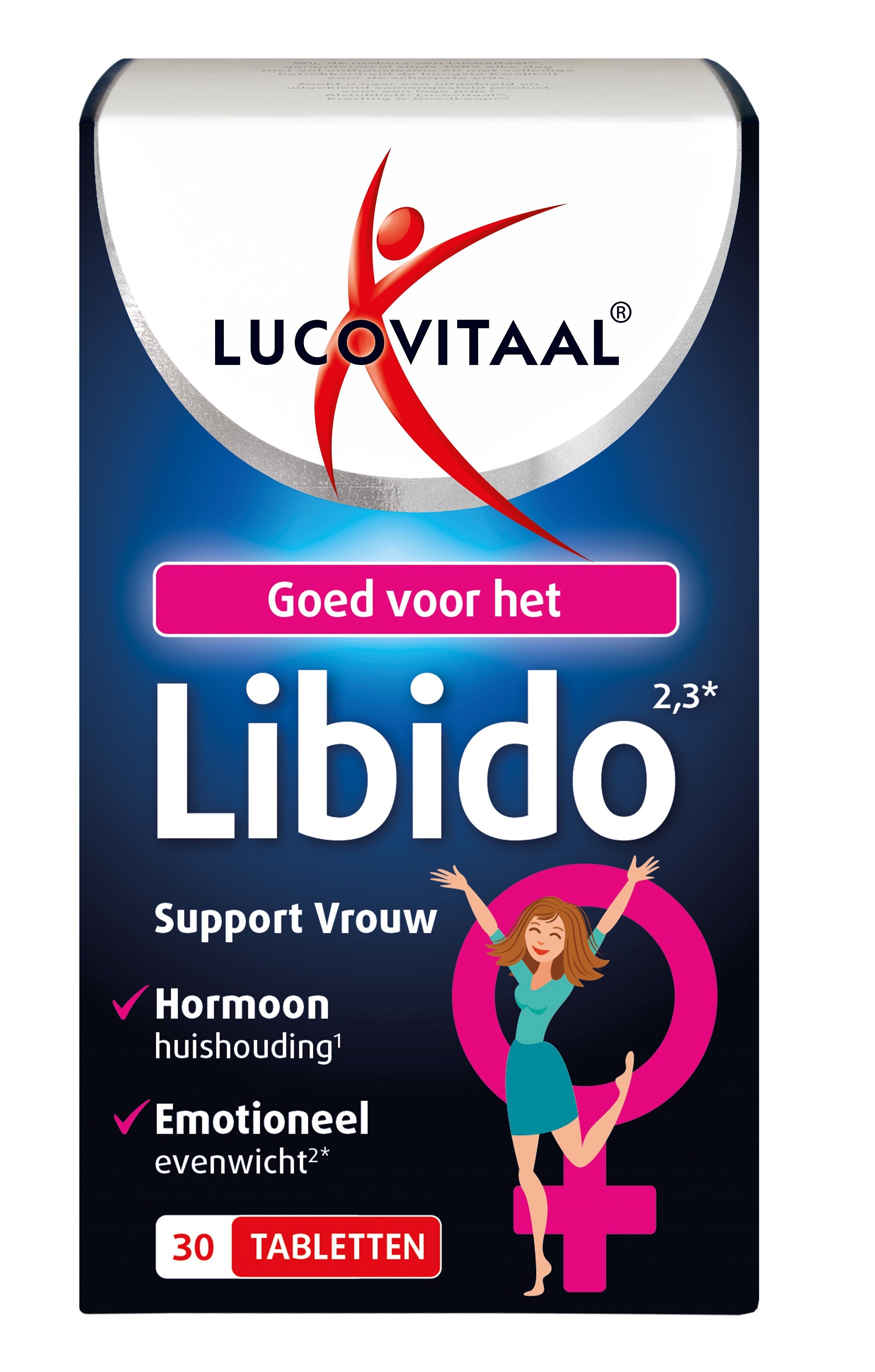Lucovitaal libido support vrouw herbal supplement tablets, 30 count, natural ingredients for women's vitality.