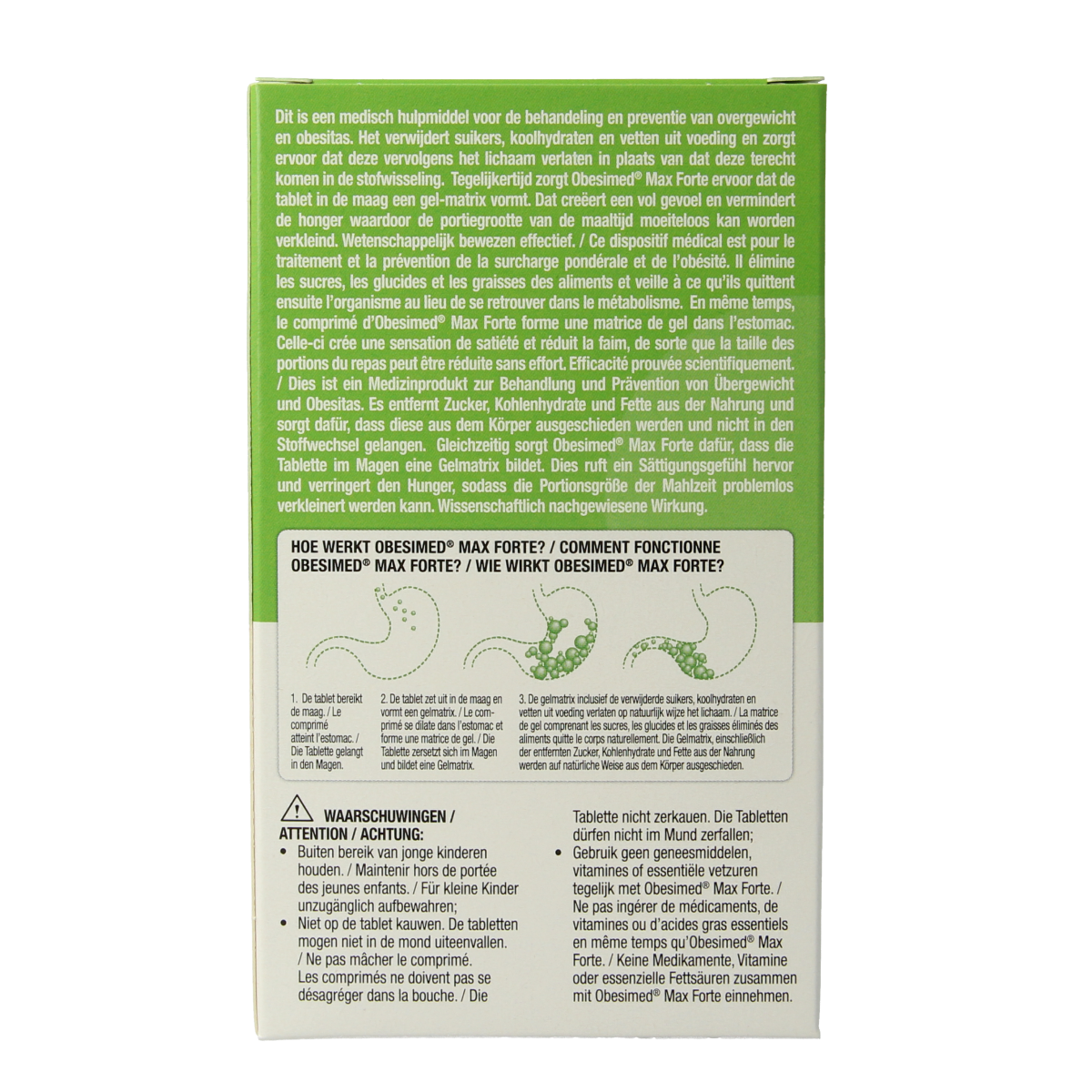Lucovitaal Obesimed Max Forte herbal supplement tablets in a blister pack, natural remedy product from the herbal preparations range.