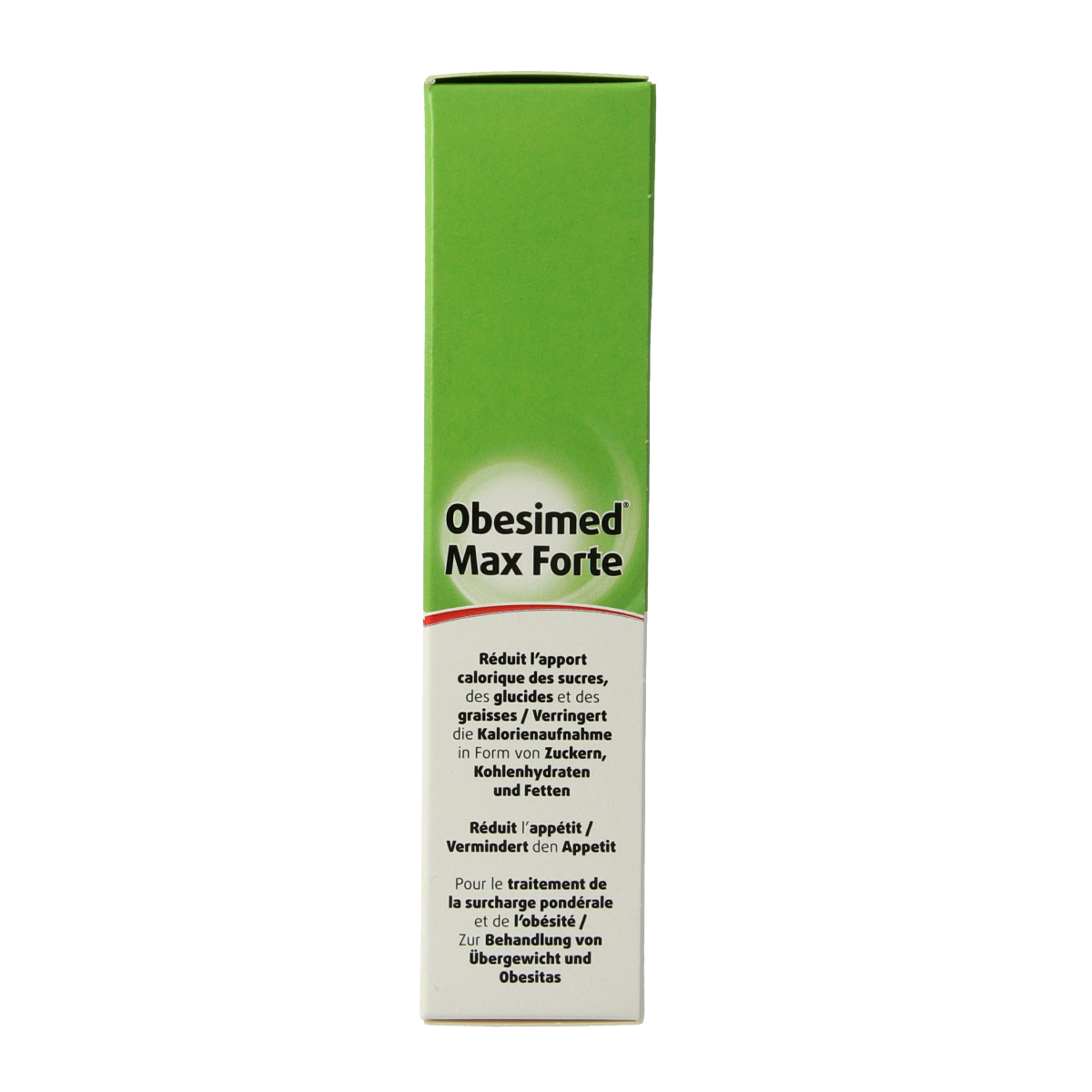 Lucovitaal Obesimed Max Forte herbal supplement tablets in a blister pack, designed for natural weight management support.