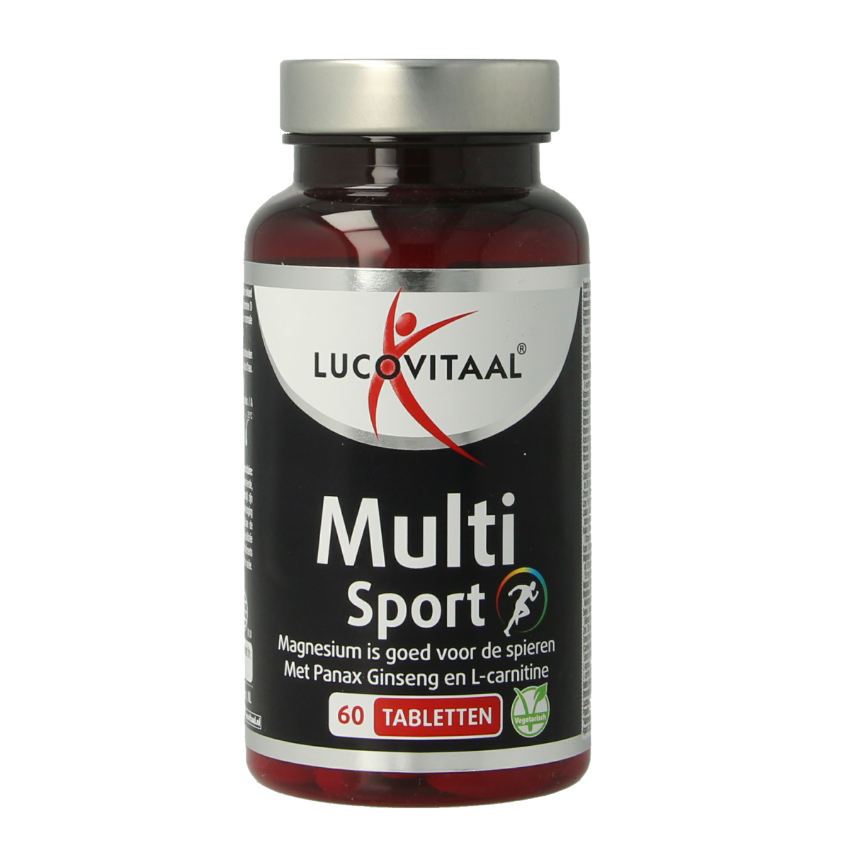 Lucovitaal Multi Sport vitamin tablets in a blister pack, designed for active lifestyles, with 60 tablets for daily nutritional support.