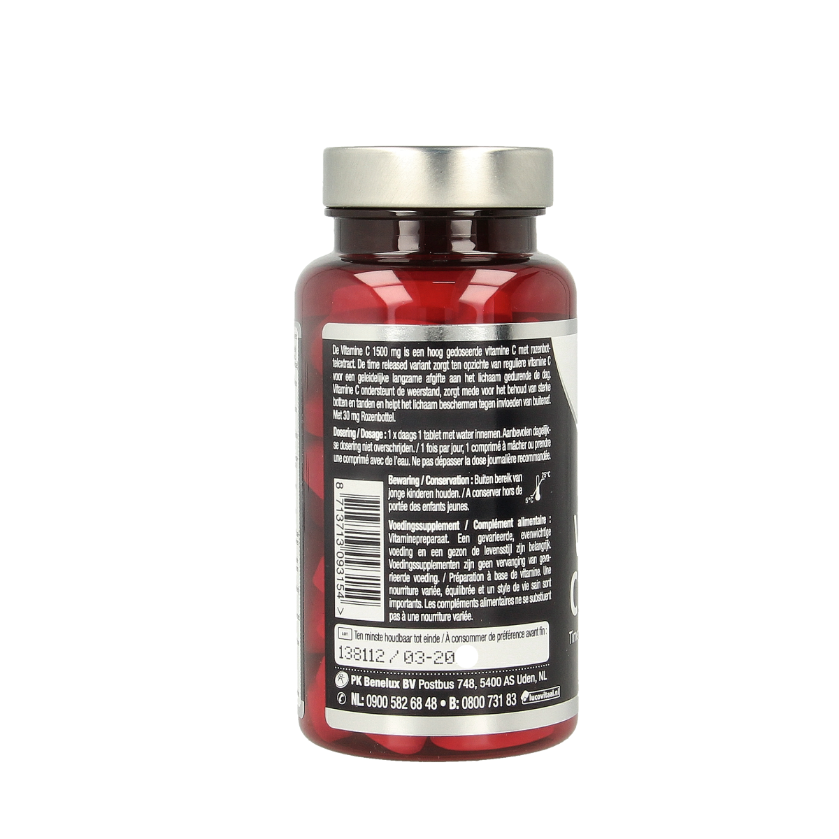 Lucovitaal Vitamine C 1500 mg time-release tablets, 60 count, dietary supplement for immune support.