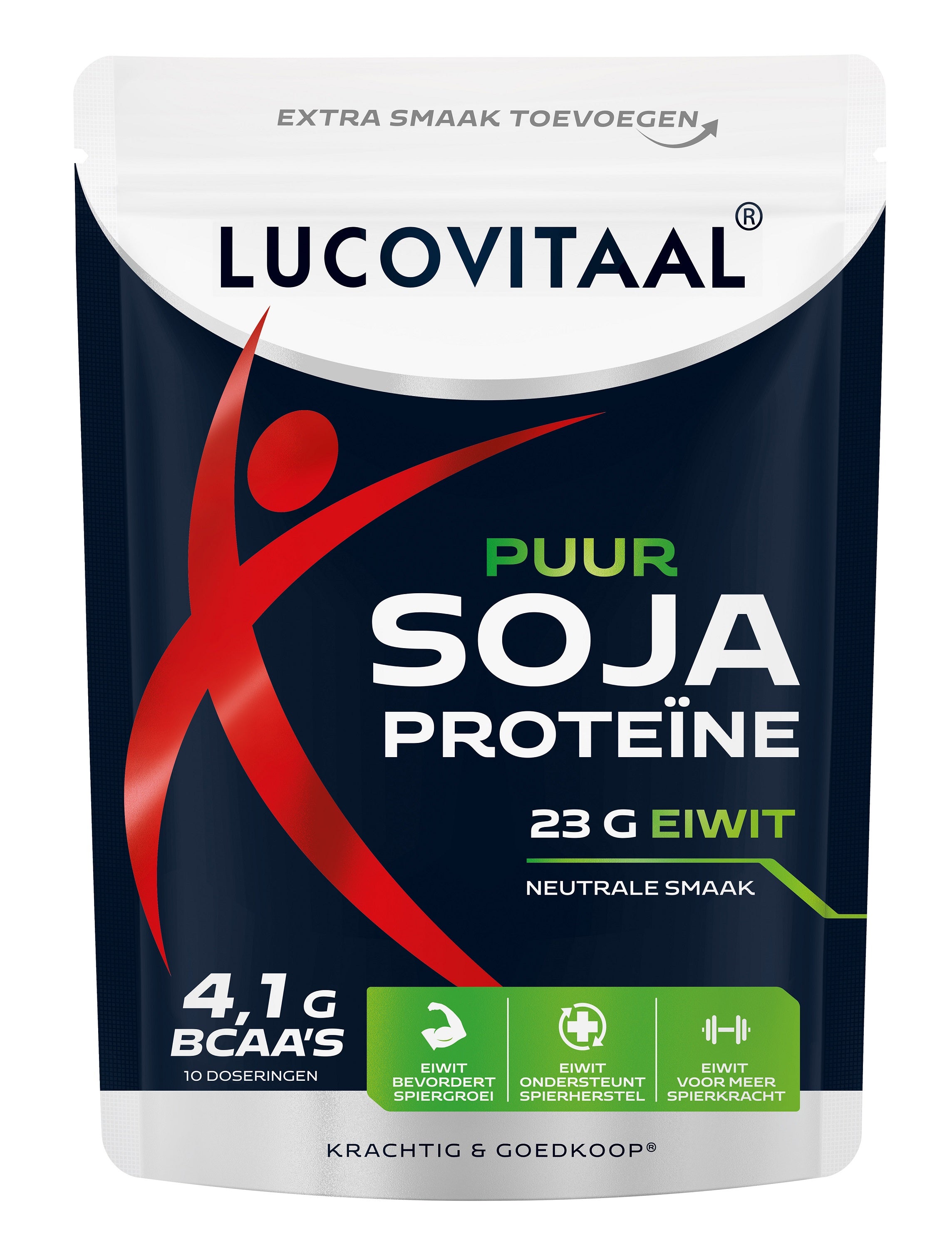 Lucovitaal Soja Protein Powder 250g jar showing the label and packaging of natural soy protein supplement.