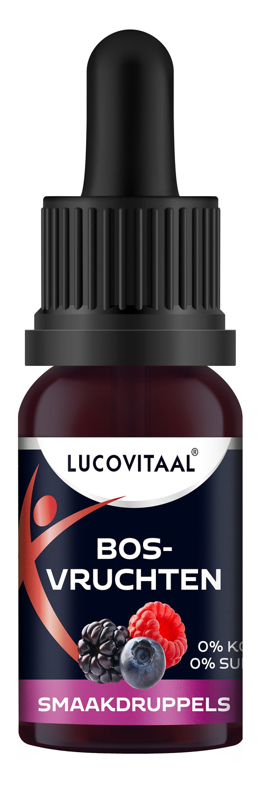 Lucovitaal Smaak druppels bosvruchten in een 20 ml fles, natuurlijke smaakmaker voor koken en bakken.