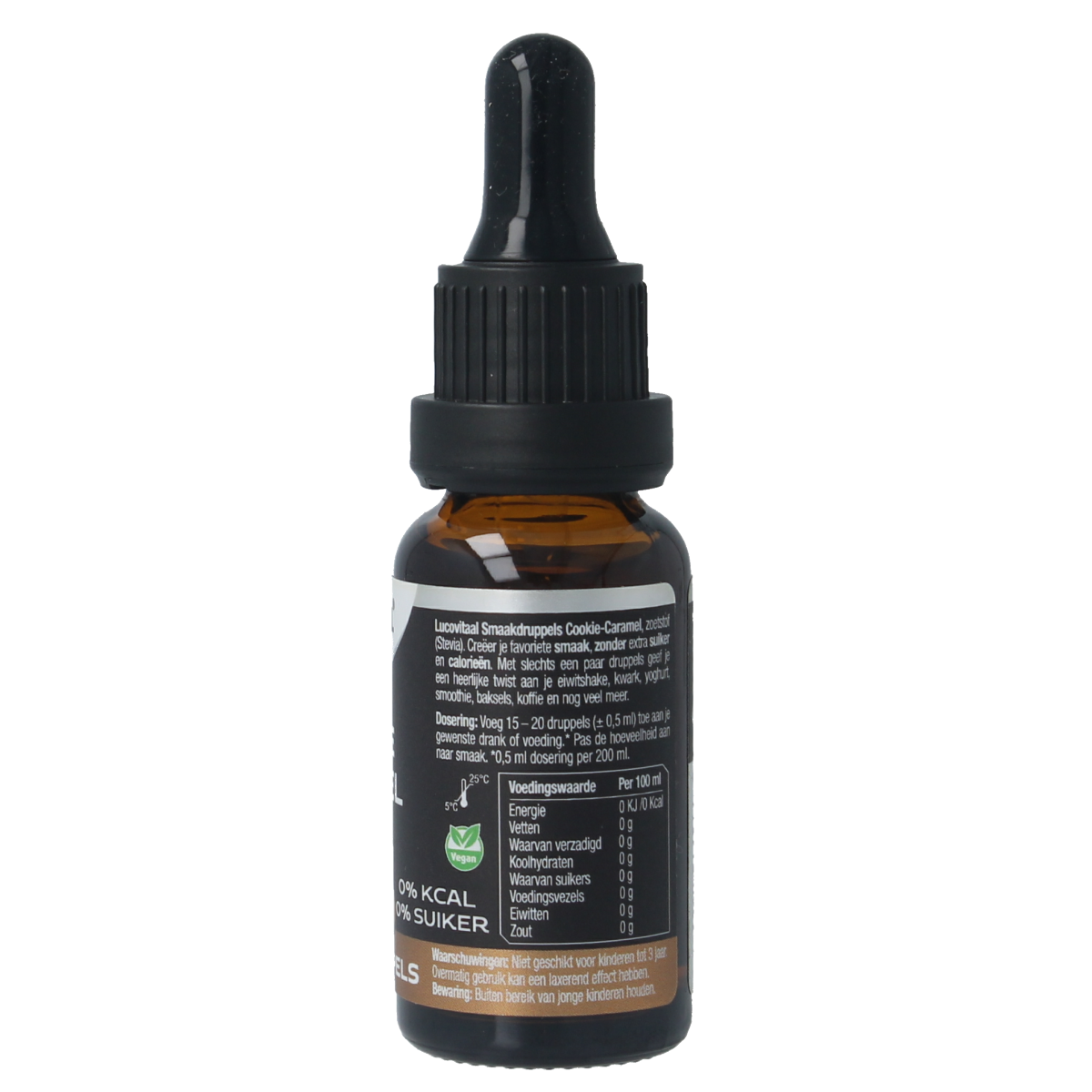 Lucovitaal cookie caramel flavor drops in a 20ml bottle, a sauce and flavoring for desserts and treats.