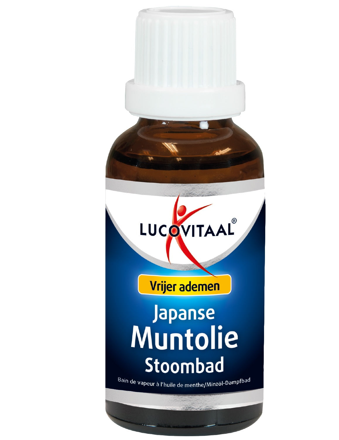 Lucovitaal Japanse muntolie in 30ml bottle, a natural essential oil for steam baths and aromatherapy.