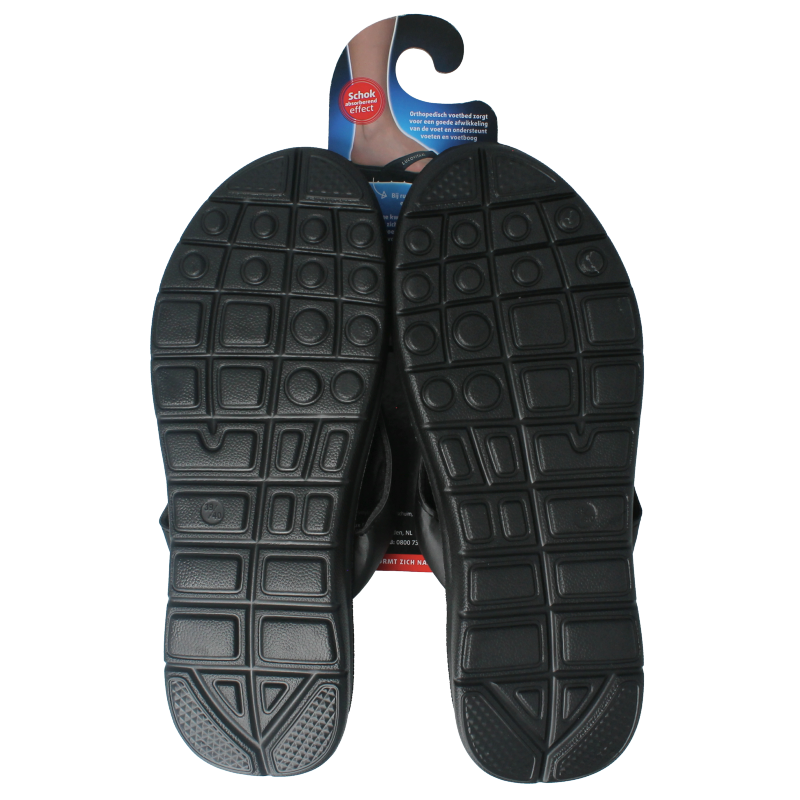 Black Lucovitaal orthopedic slippers for size 39-40, pair, with supportive design and comfortable sole, ideal for foot support.
