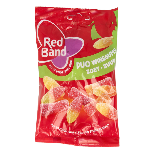 Red Band Red Band Winegums duo, 120g, colorful soft chewy snoepgoed with sweet and sour flavors.