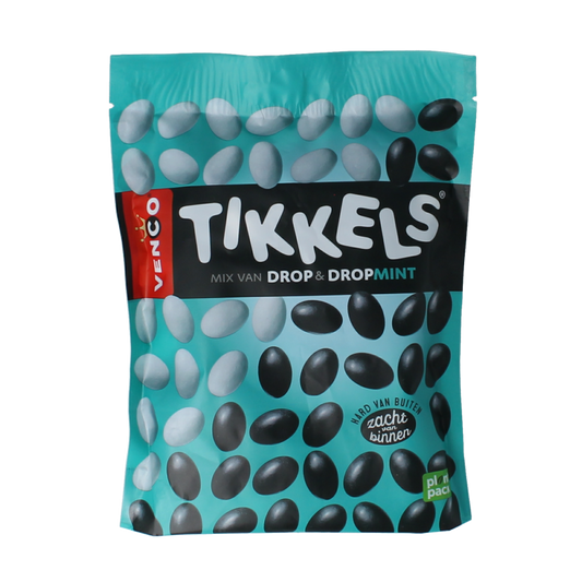 Venco Dropmint snoepgoed in 245g package, showing vibrant mint candies with a glossy coating and colorful packaging.