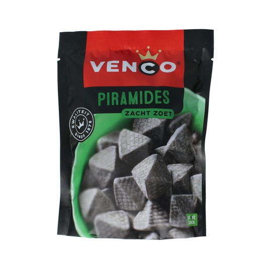 Venco Piramides snoepgoed in 235g package, colorful pyramid-shaped candies from the Venco brand.