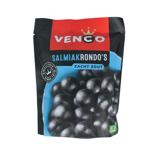 Venco Salmiak Rondo candy in 235g package, round salty licorice sweets from the Venco snoepgoed collection.