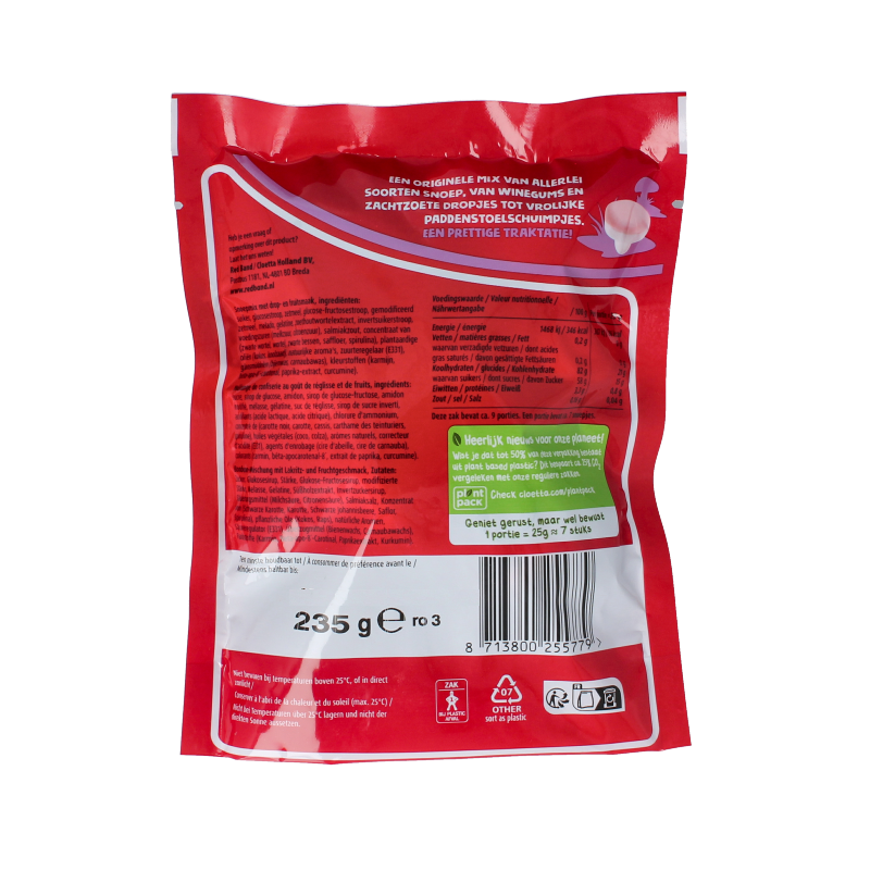 Red Band Snoepmix original assorted candy in 235g bag, colorful snoepgoed with fruity and sweet treats.