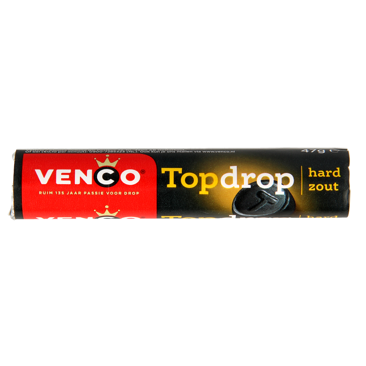 Venco Topdrop hard salty candy in a 1.00 kg roll, popular Dutch snoepgoed with a salty, sweet flavor.