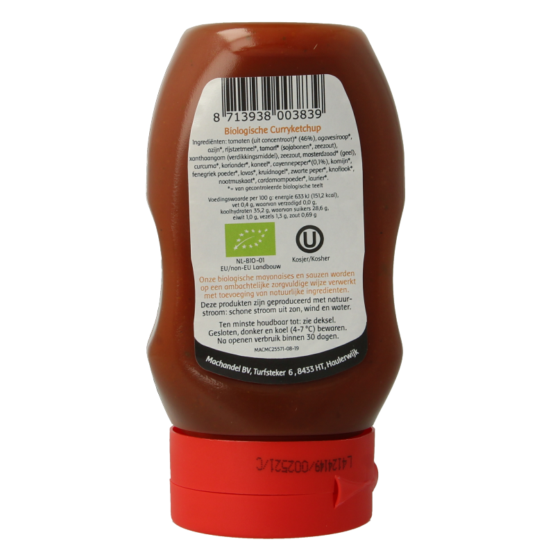 Bio Machandel Curry Ketchup in a 290g bottle, showcasing the spicy, flavorful sauce with a vibrant label.