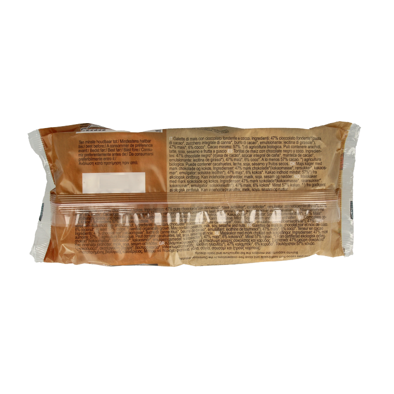 Bonvita Premium coco maiswafel bio, a 100g package of crispy coconut and corn wafer crackers, shown in the image.