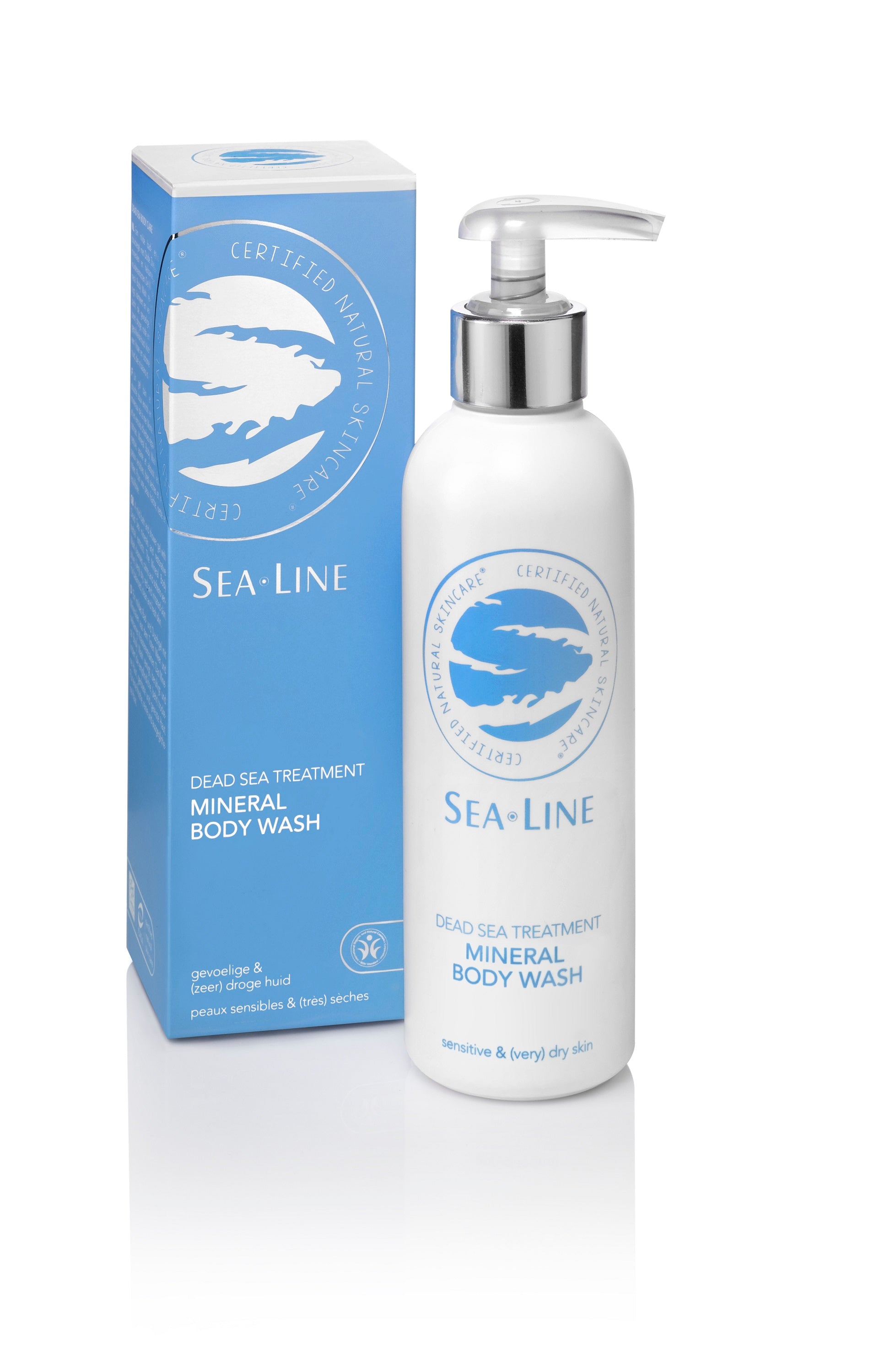 Sea-Line Mineral Body Wash in 200ml bottle, showing the product label and packaging for gentle cleansing and mineral benefits