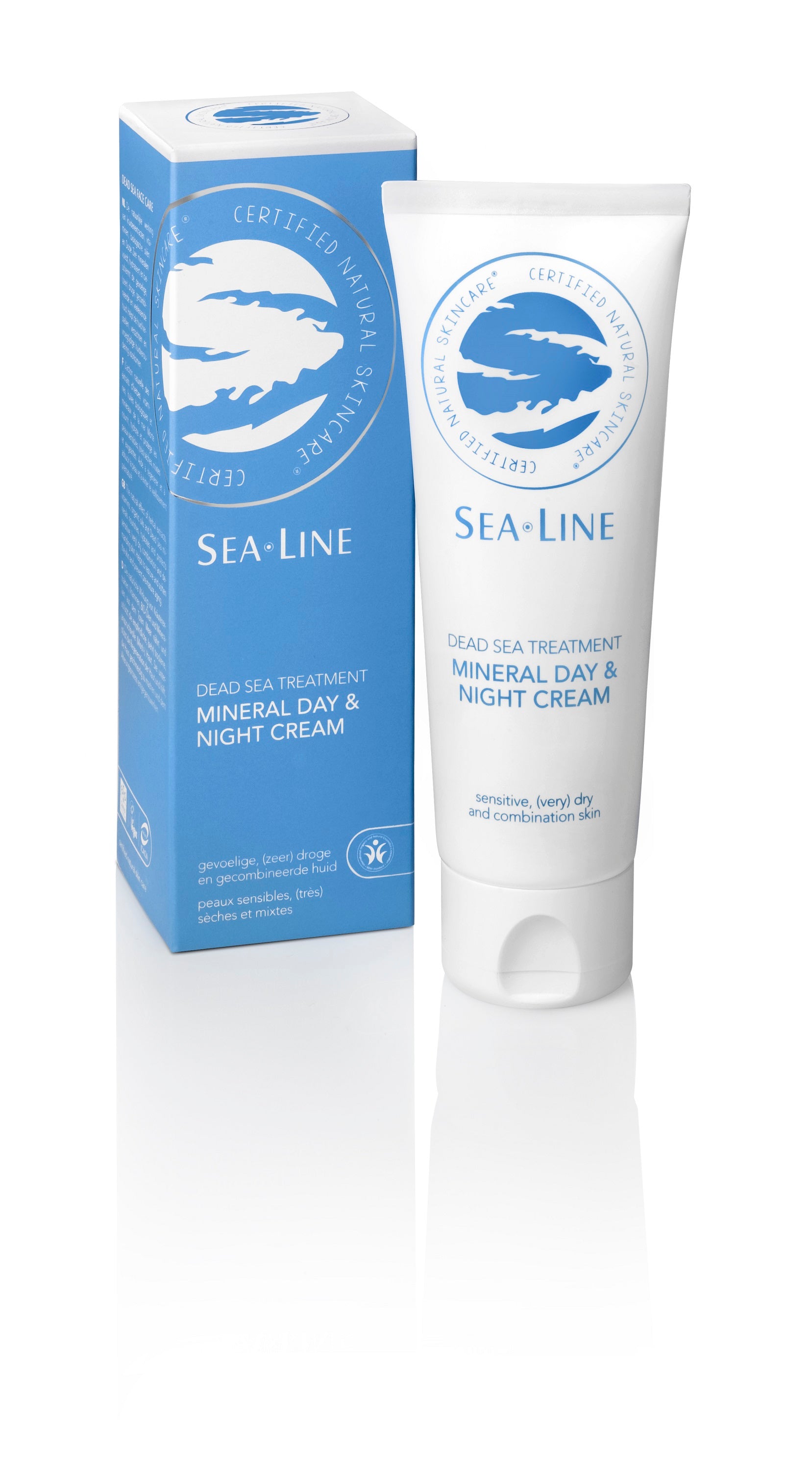 Sea-Line Mineral Day & Night Cream in 75ml jar, hydrating facial skincare product with mineral-rich formula.
